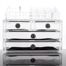 SANNO Acrylic Clear Make Up Organiser Cosmetic Storage Box Display Makeup Case, 20 Sections with 4 Drawers, Diamond Drawer Handle