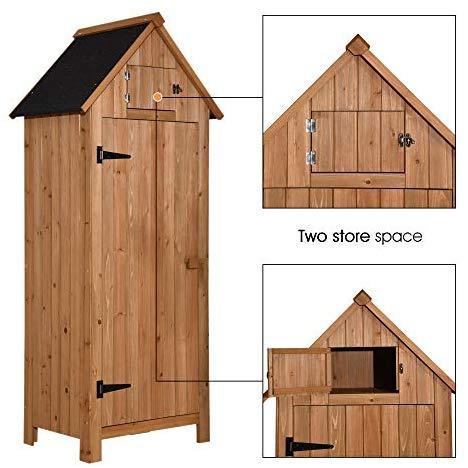 MCombo Outdoor Storage Cabinet Tool Shed Wooden Garden Shed Organizer Wooden Lockers with Fir Wood (70") (Natural)