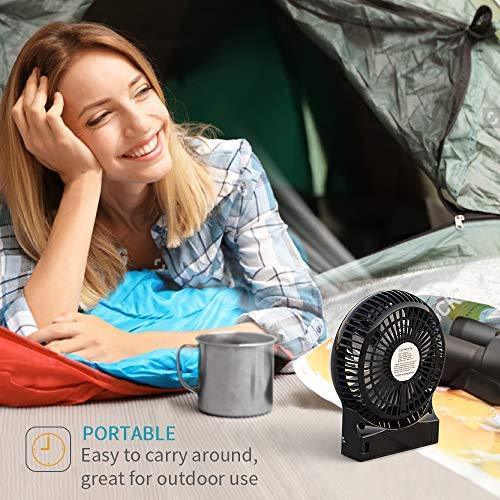 OPOLAR Mini Portable Battery Operated Travel Fan with 3-13 Battery Life, Rechargeable & USB powered Handheld Fan for Desk Beach Camping, 3 Speeds, Strong Airflow, Internal Blue Light& Side Flash Light