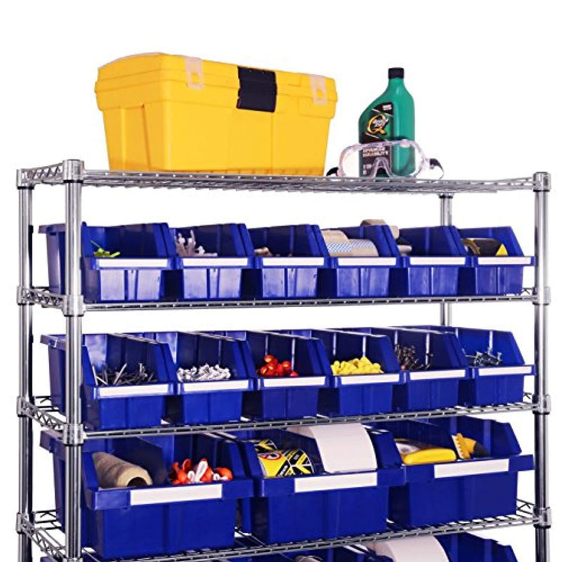 Seville Classics Commercial 8-Tier UltraZinc/Blue NSF 24-Bin Rack Storage System