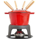 VonShef Fondue Set with 6 Forks Stylish Cast Iron Porcelain Enamel Pot Makes All Styles of Fondue Such as Cheese and Chocolate 63 fl oz Capacity 12pc Set Red