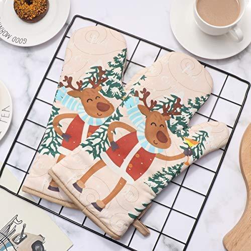 KeShi Kitchen Oven Mitts Set, Oven Mitts and Pot Holders, Heat Resistant with Quilted Cotton Lining, Non-Slip Surface 4 Pieces for Cooking, Baking, Grilling, Barbecue (Gray)