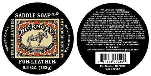 Bickmore Saddle Soap Plus - Leather Cleaner & Conditioner with Lanolin - Restorer, Moisturizer, and Protector