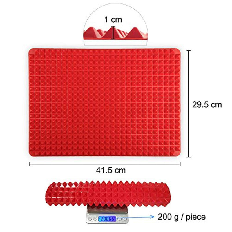 Silicone Baking Mat, 2 Pcs Holoko Non-stick Cooking Mats, Oil Drain and Pyramid Design for Turkey,Pizza and Cookie Sheet - 16" x 11.5"