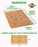 Office Marshal Natural Bamboo Wood Bath Mat: Wooden Door Mat/Kitchen Floor Rug - Bathroom Shower and Tub Mats