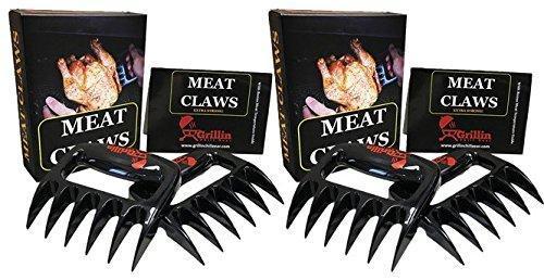 Grillin Chill Gear Meat Claws - Best Bear Claw Pulled Pork Meat Shredders in BBQ Grill Accessories +18" BBQ Grill Brush - Rust Proof Stainless Steel Woven Wire