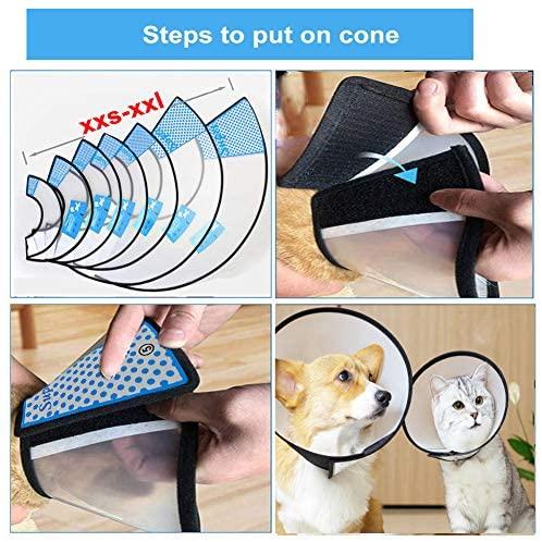 Supet Dog Cone Adjustable Pet Cone Pet Recovery Collar Comfy Pet Cone Collar Protective Collar for After Surgery Anti-Bite Lick Wound Healing Safety Practical Plastic E-Collar for Dogs and Cats