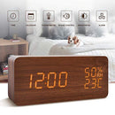 BlaCOG Alarm Clock Digital Desk Wooden Alarm Clock Upgraded with Time Temperature, Adjustable Brightness, 3 Set of Alarm and Voice Control - Bamboo