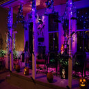 Solar Christmas String Lights, 300 LED 92ft Halloween Lights, Xmas Decorative Lights 8 Modes Outdoor Fairy Lighting for Indoor Outdoor Home Garden Patio Wedding Holiday Halloween Theme Party Purple
