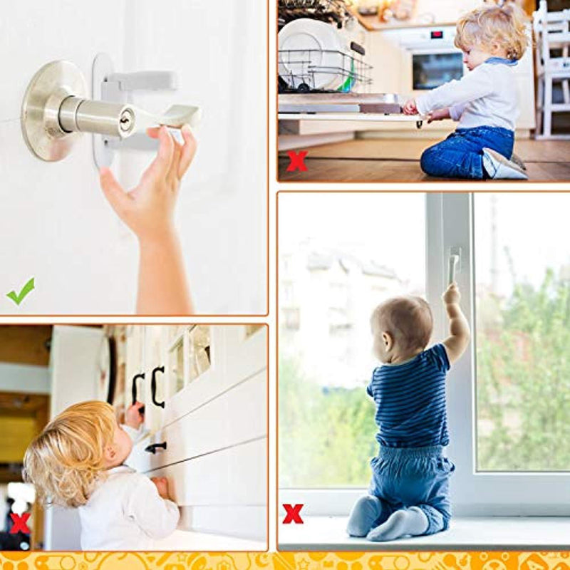 Baby Proofing Door Lever Locks - (Pack of 4) | Door Handle Child Safety Lock | Safety Door Locks for Kids