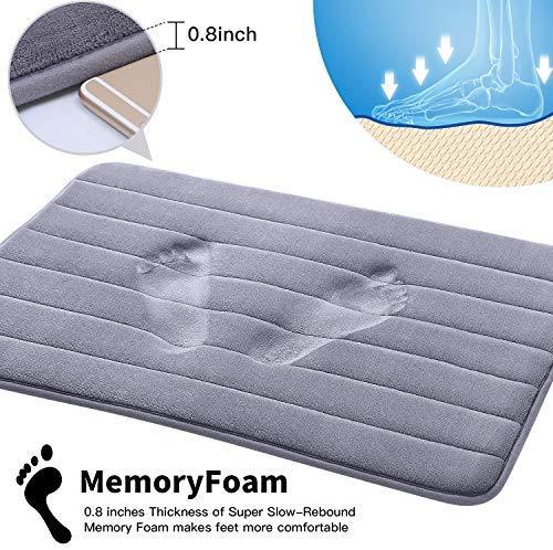 Office Marshal Bathroom Rugs Bath Mats for Bathroom Luxury Soft Anti-Slip Memory Foam 3 PCS Mats Set(U-Shaped 20"x24" Toilet Mat+30"x20" Shower Mat+17"x47" Bath Mat) Absorbent Bath Rugs Machine Washable