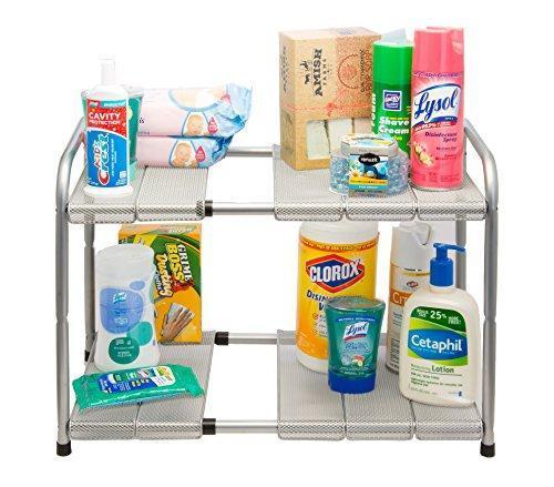 Venoly Home - Under Sink 2 Tier Expandable Shelf Organizer Rack, Silver - Expands from 18 Inches to 30 Inches