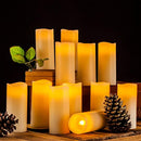 Flameless Candles Flickering LED Candles Set of 12 (D:2.2" X H:5") Ivory Real Wax Pillar Battery Opeated Candles with 10-key Remote and Cycling 24 Hours Timer