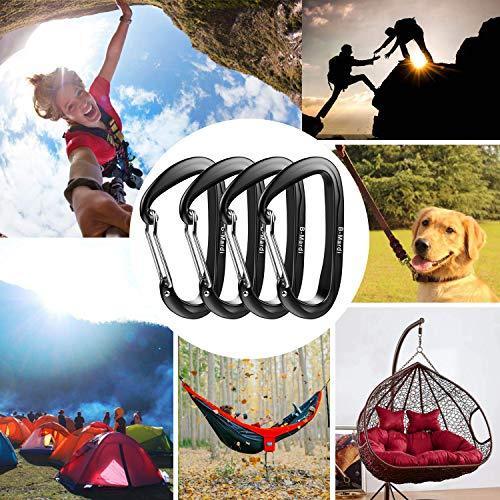 B-Mardi Ultra Sturdy Carabiner Clips,4 Pack, Certified 12KN (2697 lbs) Heavy Duty Caribeaners for Hammocks, Camping,Hiking, Swing, Locking Dog Leash and Harness, Outdoor,Hiking & Utility