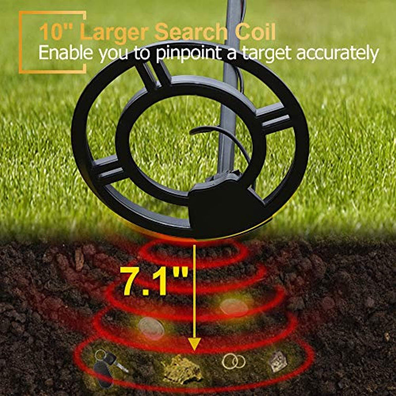 Metal Detector - High-Accuracy Metal Finder with LCD Display, Discrimination Mode, Distinctive Audio Prompt, 10” Waterproof Search Coil for Underwater Metal Detecting, Metal Detector with P/P Function