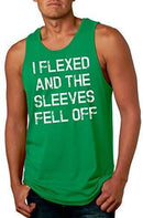 Mens I Flexed and The Sleeves Fell Off Tank Top Funny Sleeveless Gym Workout Shirt