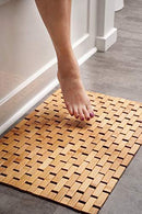 Office Marshal Natural Bamboo Wood Bath Mat: Wooden Door Mat/Kitchen Floor Rug - Bathroom Shower and Tub Mats