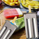 Awinking Set of 6 Stainless Steel Popsicle Mold, Homemade Ice Lolly Maker with Tray/50 Reusable Bamboo Sticks/16 Silicone Seals/20 Pop Bags/Cleaning Brush