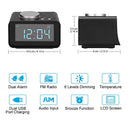 YISSVIC Digital Alarm Clock with 3.2” Display FM Radio AUX-in Speaker Indoor Thermometer 2 USB Charger Port Snooze and Dual Alarm for Bedroom Black (3.2'')