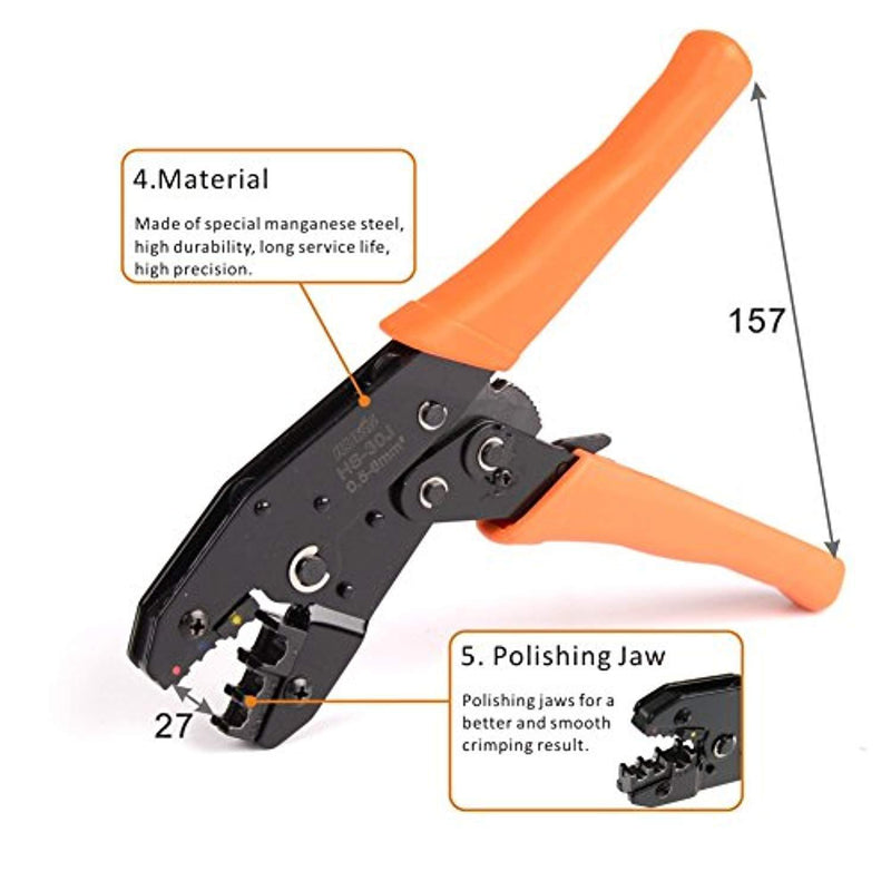 IWISS Crimping Tool Kits with Wire Stripper and Cable Cutters Suitable for Non-insulated & Insulated Cable End-sleeves Terminals or Ferrules with 5 Changeable Die Sets in Oxford Bag