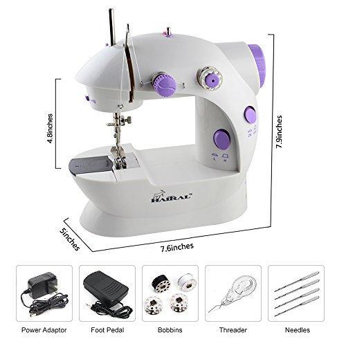 HAITRAL Mini Portable Sewing Machine with Light and Foot Pedal Adjustable Speed