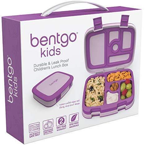 Bentgo Kids Childrens Lunch Box - Bento-Styled Lunch Solution Offers Durable, Leak-Proof, On-the-Go Meal and Snack Packing (Purple)