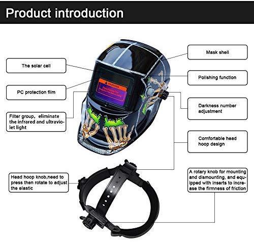 Tekware Welding Helmet 4C Lens Technology Solar Power Auto Darkening Hood True Color LCD Welder Mask Ultra Large Viewing Area Breathable Grinding Helmets with Adjustable Shade Range