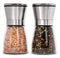 Premium Stainless Steel Salt and Pepper Grinder Set of 2 - Adjustable Ceramic Sea Salt Grinder & Pepper Grinder - Short Glass Salt and Pepper Shakers - Pepper Mill & Salt Mill with Free Funnel & EBook by Home EC