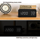 BlaCOG Alarm Clock Digital Desk Wooden Alarm Clock Upgraded with Time Temperature, Adjustable Brightness, 3 Set of Alarm and Voice Control - Bamboo