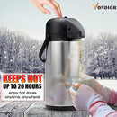 Airpot Coffee Carafe - Thermal Beverage Dispenser (102 oz.) By Vondior. Insulated Stainless Steel Coffee Thermos Urn For Hot/Cold Water, Pump Action Airpot, Party Chocolate Drink