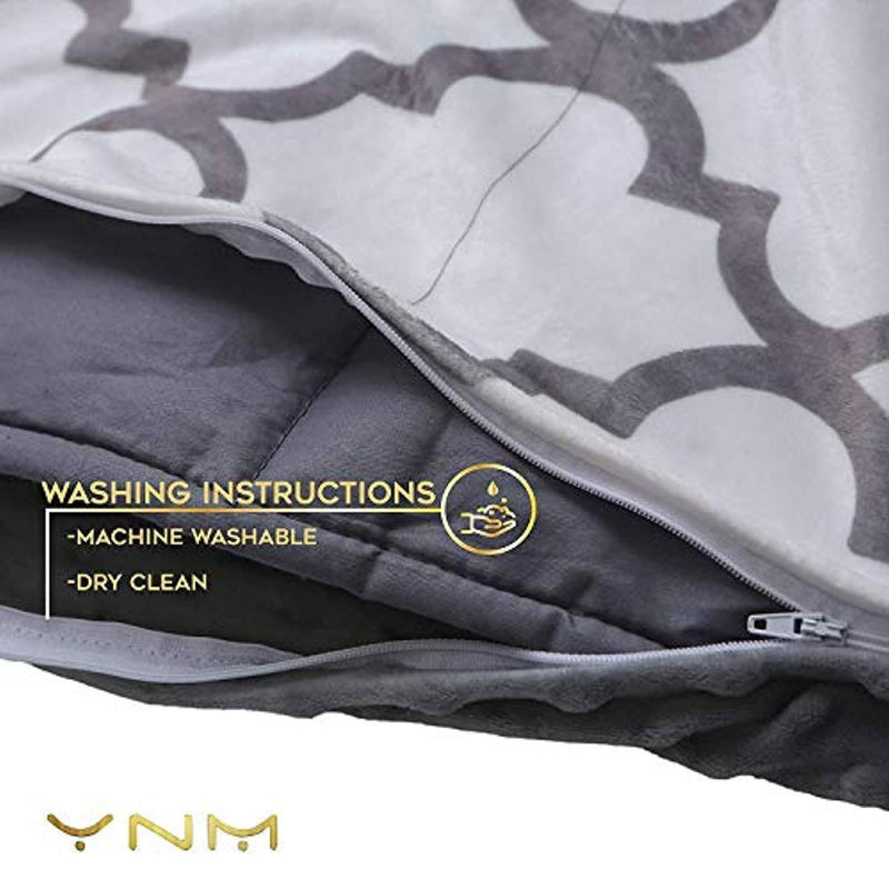 YnM Weighted Blanket (15 lbs, 48''x72'', Twin Size) | 2.0 Heavy Blanket | 100% Cotton Material with Glass Beads