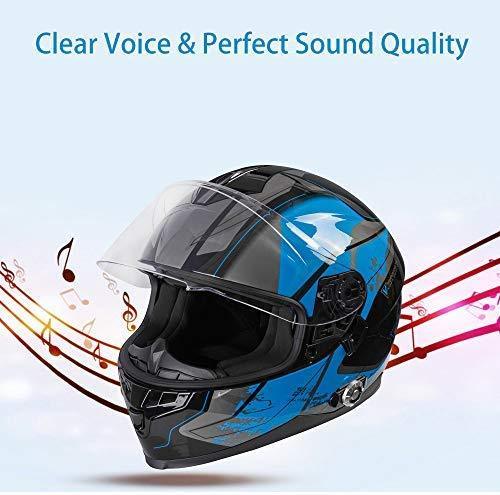 Bluetooth Motorcycle Helmet, FreedConn Full Face Built-in Bluetooth Intercom Waterproof Motorbike Helmet BM22 Bluetooth Evolution Modular Helmets with Dual Visors, 6 Riders Pairing, FM Radio (L, Blue)