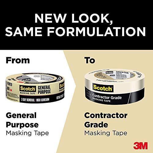 Scotch Contractor Grade Masking Tape, 0.94 inches x 60.1 yards (360 yards total), 2020, 6 Rolls