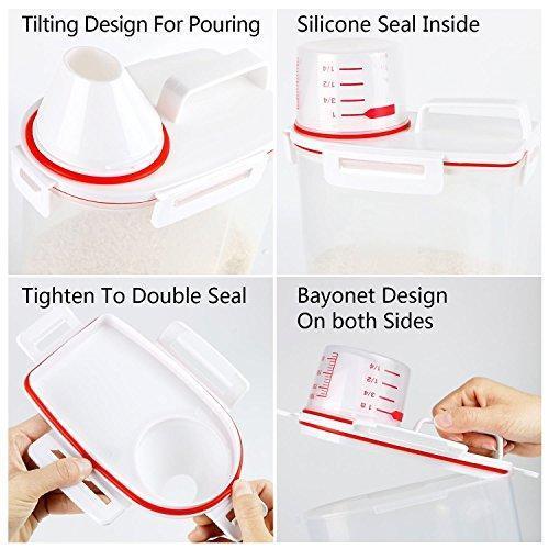 Mini Dry Food Storage Container - Rice Container with Pour Spout + Cup - Handy Dry Food Keeper for Sugar Beans Grain Candy 1.5L Blue