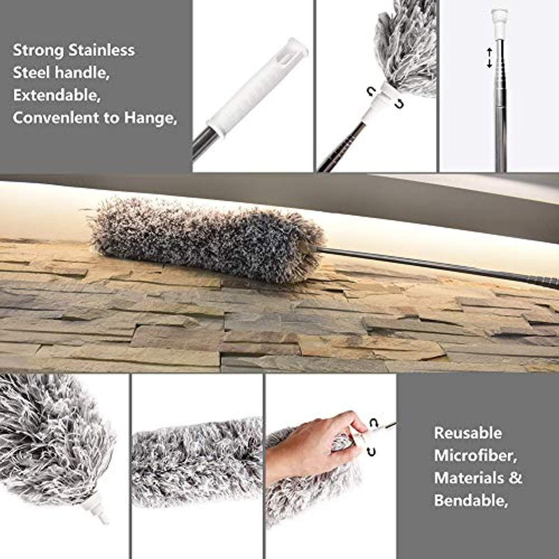 Phoenixes Retractable Long-Reach Washable Dusting Brush Microfiber Hand Duster with Telescoping Pole by RoseFinch Fang