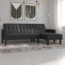 DHP Haven Small Space Sectional Futon Sofa, Black Faux Leather