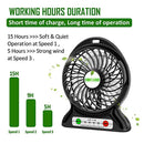 YOULANDA Battery Operated Fan, Personal Handheld USB Fan, Portable, Rechargeable, 3 Speeds, 2600 mAh Battery, Small Desk Fan with Internal and Side Light, Cooling for Travel,Camping, Boating,Fishing