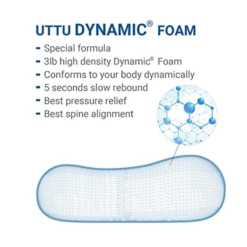 UTTU Adjustable Dynamic Memory Foam Pillow, Bamboo Pillow for Sleeping, Cervical Pillow for Neck Pain, Neck Support for Back, Stomach, Side Sleepers, Orthopedic Pillow, Contour Pillow, CertiPUR-US