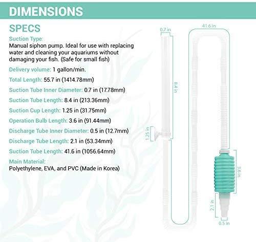 TERA PUMP Genuine Aquarium Fish Tank Gravel Sand Cleaner Long Nozzle Water Changer Flow Controller BPA Free TRFTCLN