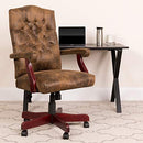 Flash Furniture Bomber Brown Classic Executive Swivel Office Chair with Arms