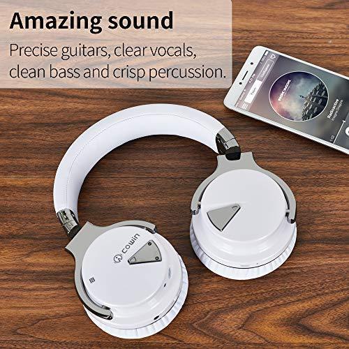 COWIN E7 Active Noise Cancelling Headphones Bluetooth Headphones with Microphone Deep Bass Wireless Headphones Over Ear, Comfortable Protein Earpads, 30 Hours Playtime for Travel/Work, Black