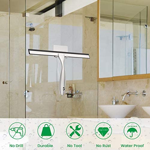 Quntis Stainless Steel Squeegee for Shower Doors, All-Purpose Shower Squeegee for Bathroom, Window and Car Glass, 14 Inches