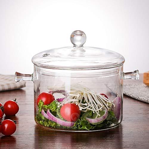 1.5L High Borosilicate Heat-resistant Glass Clear Pasta Instant Noodle Pot Pan Stew Cooker Baby Food Milk Sauce Hot Pot with Lid Mini Size Cookware