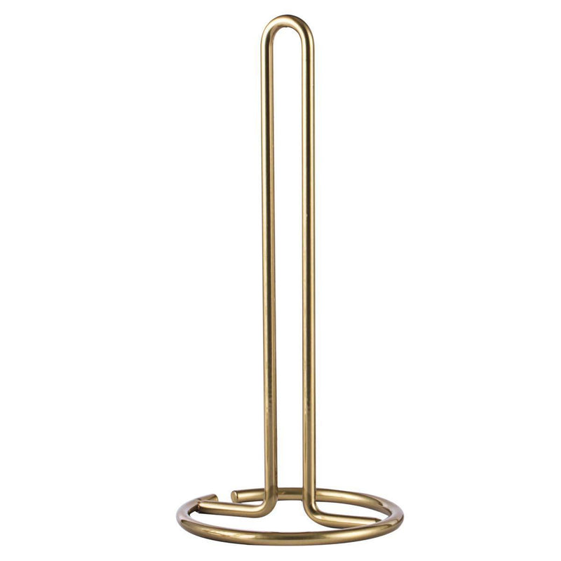 Paper Towel Holder Countertop, TY Storage Metal Standing Simply Tear Roll Holder, Fits Standard and Jumbo-Sized Rolls for Kitchen Countertop, Golden