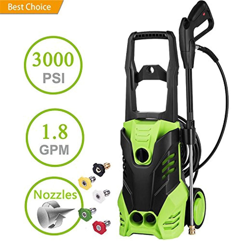 Binxin 2030 PSI Electric Pressure Washer 1.76GPM w/Power Hose Nozzle Gun and 5 Quick-Connect Spray Tips