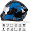 Bluetooth Motorcycle Helmet, FreedConn Full Face Built-in Bluetooth Intercom Waterproof Motorbike Helmet BM22 Bluetooth Evolution Modular Helmets with Dual Visors, 6 Riders Pairing, FM Radio (L, Blue)