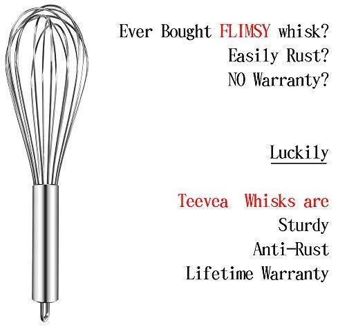 TEEVEA Danish Whisk Stainless Steel Dutch Style Bread Dough Hand Mixer Wooden Handle Kitchen Baking Tools Artisian Blender, Dough Whisk, Dough Whisk