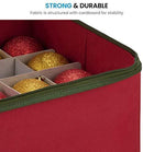 Christmas Ornament Storage Box with Zippered Closure - Protect & Keeps Safe Up to 64 Holiday Ornaments & Xmas Decorations Accessories by ZOBER