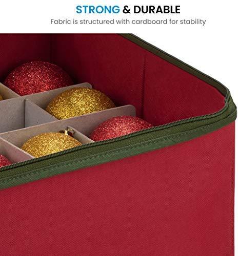 Christmas Ornament Storage Box with Zippered Closure - Protect & Keeps Safe Up to 64 Holiday Ornaments & Xmas Decorations Accessories by ZOBER