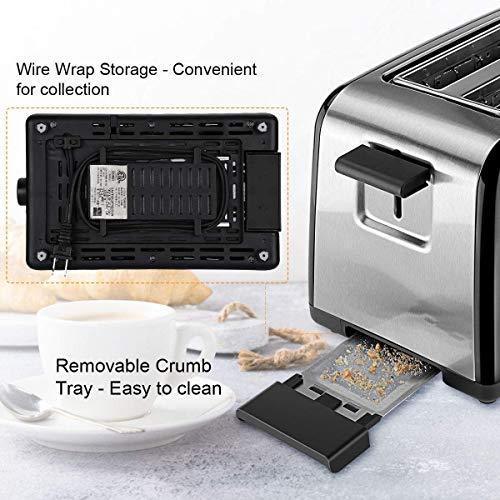 Toaster 4 Slice, CUSINAID Stainless Steel Toasters with Reheat Defrost Cancel Function, 7-Shade Setting, 4 Wide Slots Toaster - Black